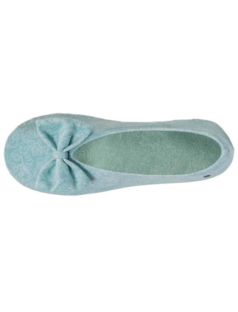 Chaussons ballerines grand nœud Femme Vert eau