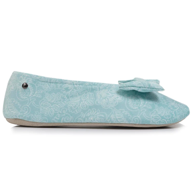 Chaussons ballerines grand nœud Femme Vert eau