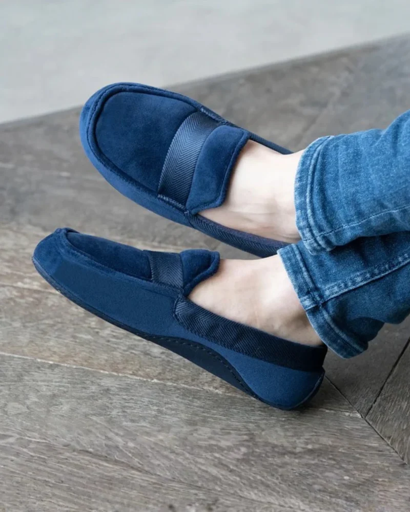 Chaussons mocassins Homme Marine chevrons