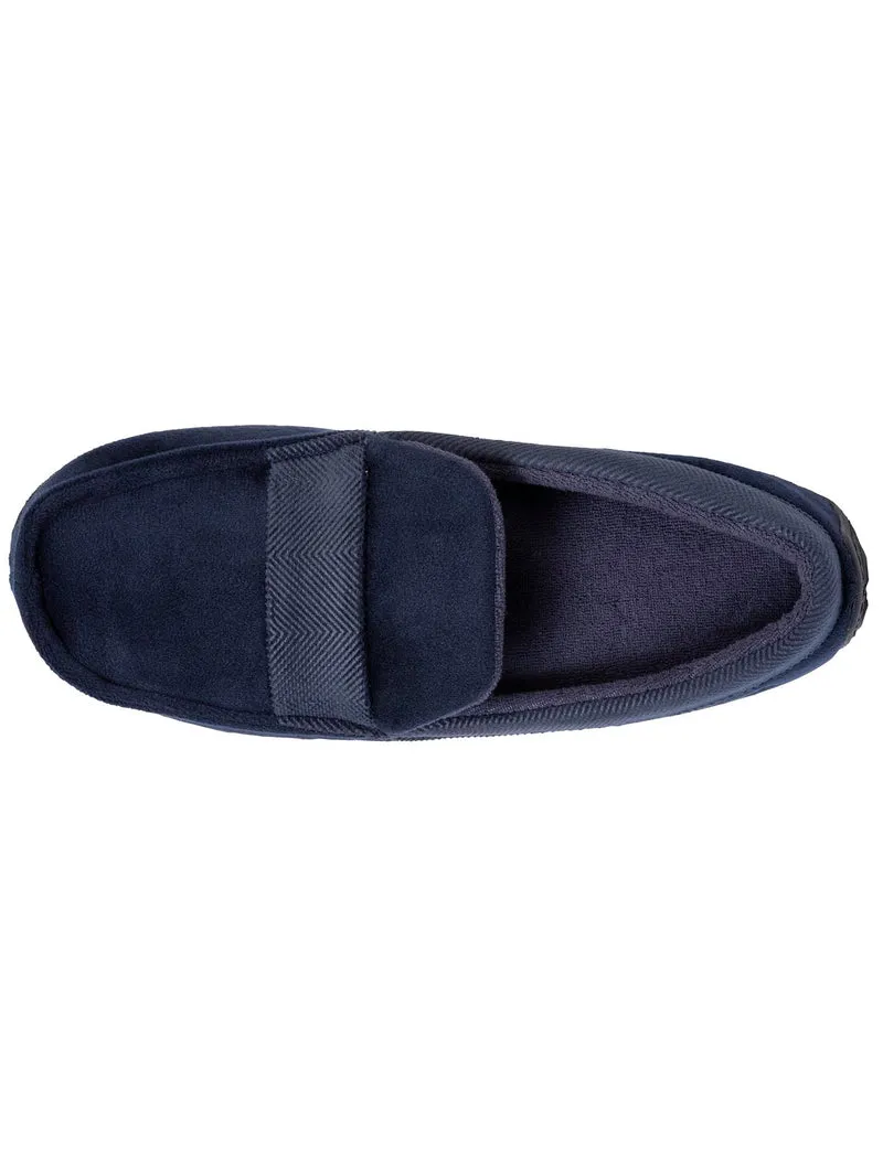 Chaussons mocassins Homme Marine chevrons