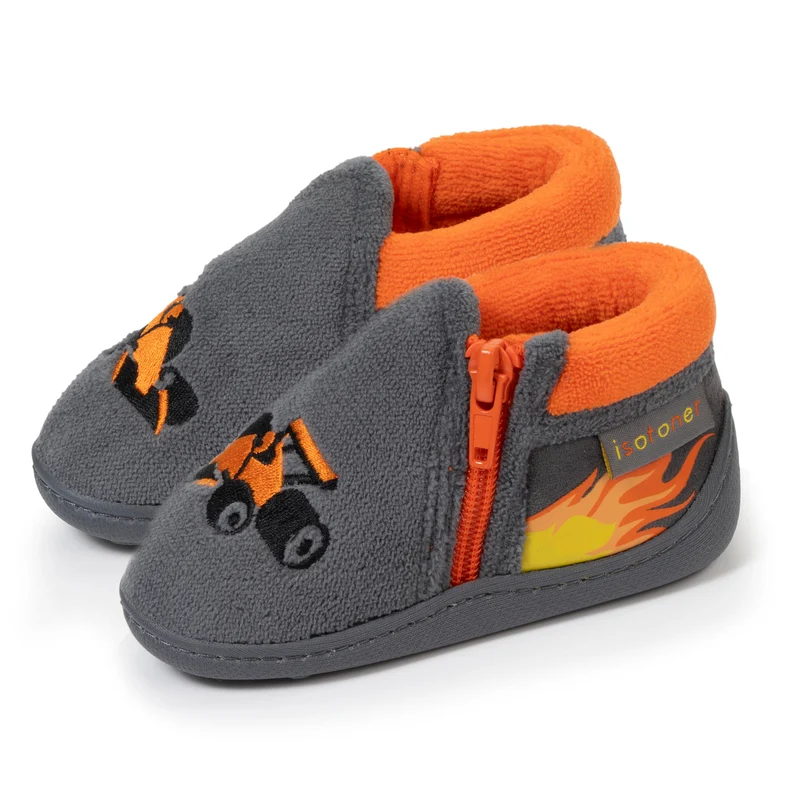 Chaussons bottillons zip Enfant Gris Voiture