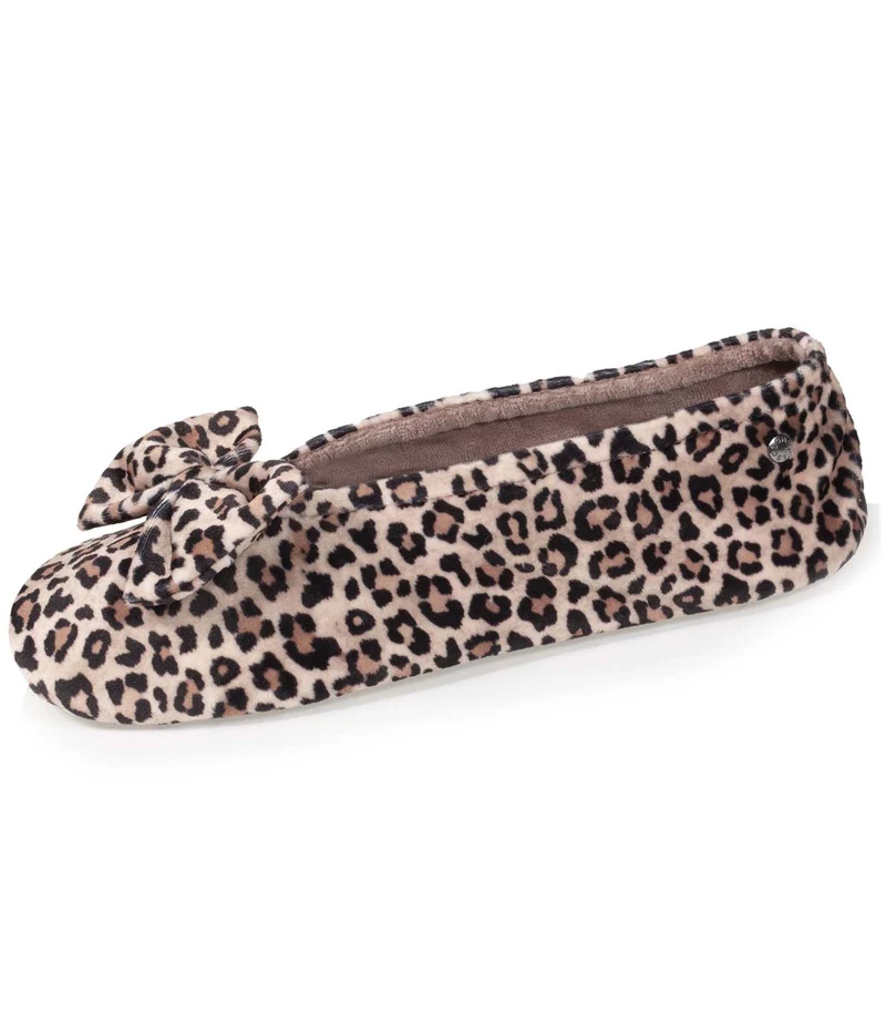 Chaussons ballerines Femme Grand Nœud Panthère