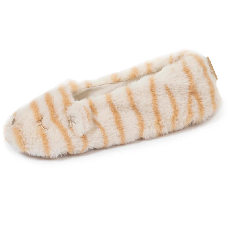 Chaussons ballerines Femme 3D Beige tigré