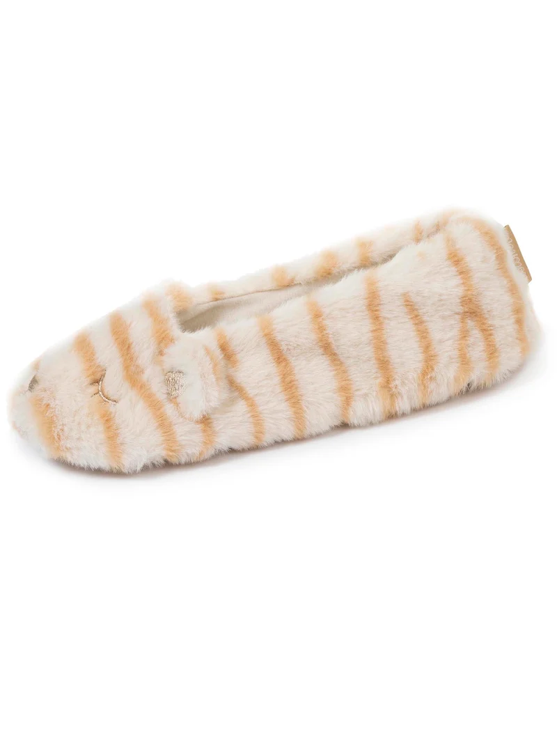 Chaussons ballerines Femme 3D Beige tigré