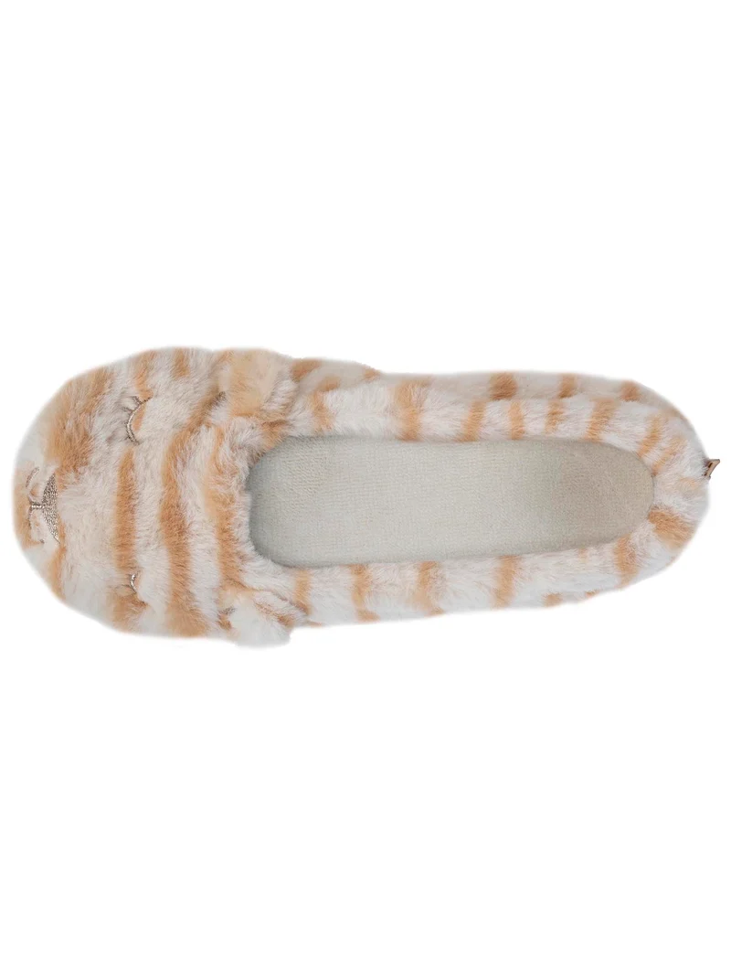 Chaussons ballerines Femme 3D Beige tigré