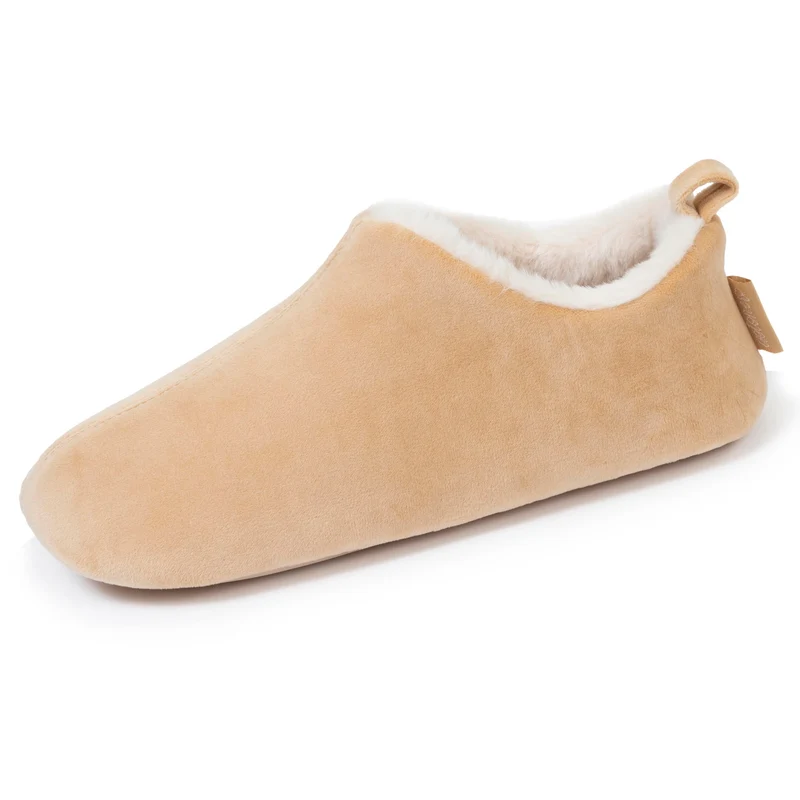Chaussons bottillons Femme microvelours Beige