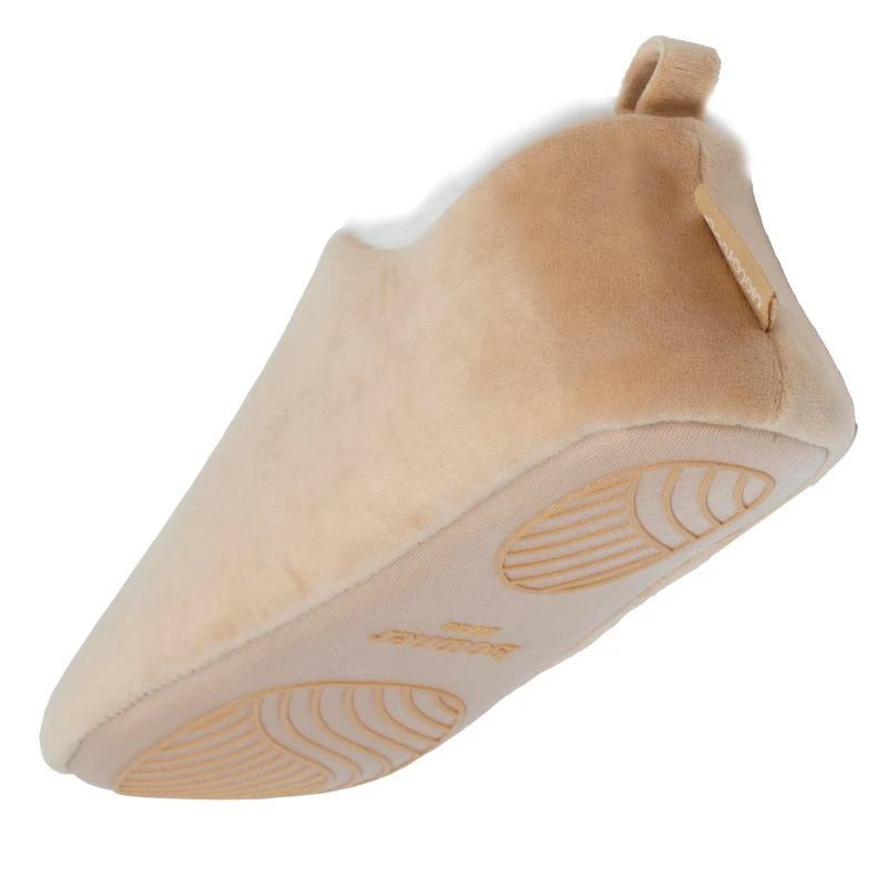 Chaussons bottillons Femme microvelours Beige