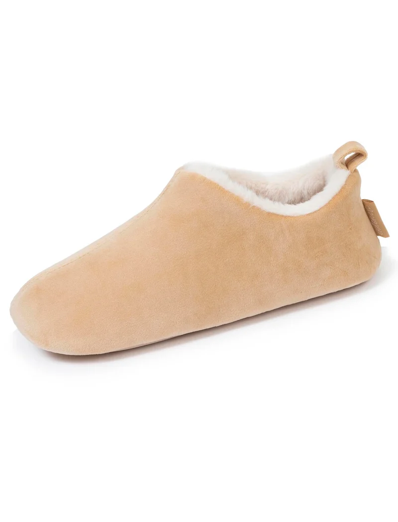 Chaussons bottillons Femme microvelours Beige