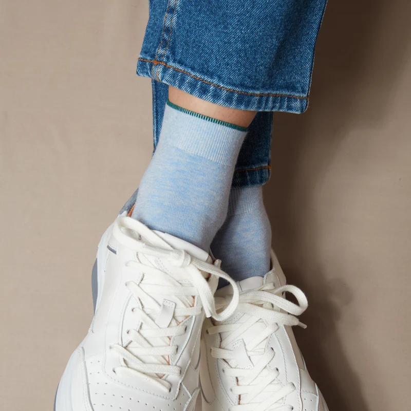 Socquettes | Bleu ciel - Coton Supersoft - Cheville