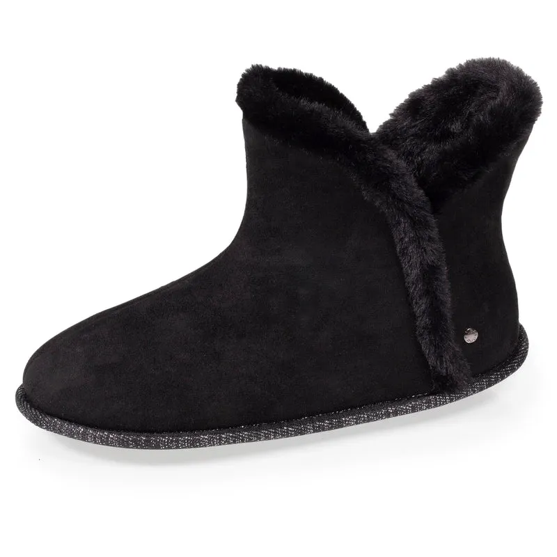 Chaussons bottillons Femme suédine Noir liseré