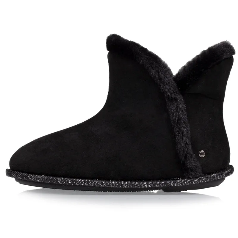 Chaussons bottillons Femme suédine Noir liseré
