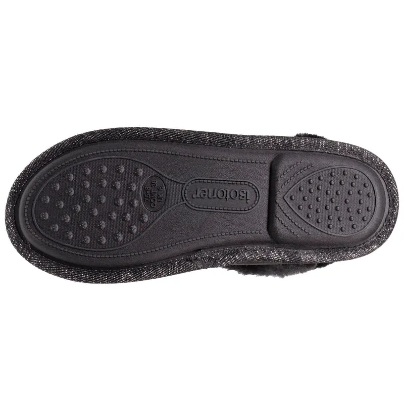 Chaussons bottillons Femme suédine Noir liseré