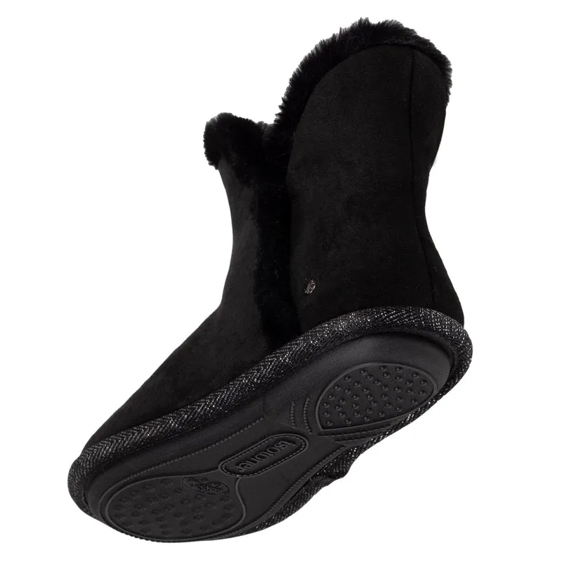 Chaussons bottillons Femme suédine Noir liseré