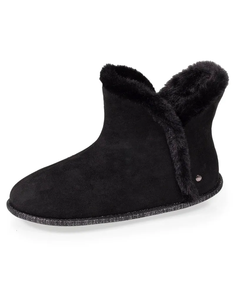 Chaussons bottillons Femme suédine Noir liseré