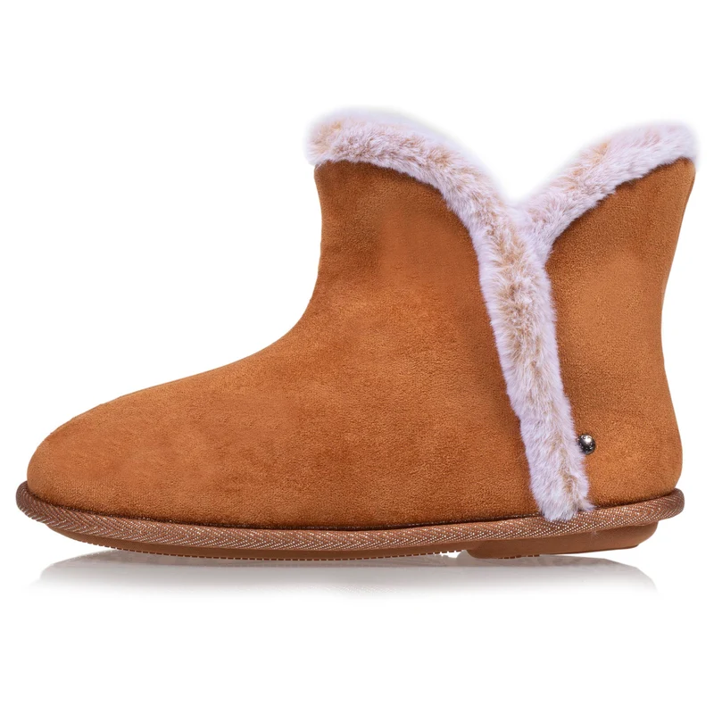 Chaussons bottillons Femme suédine Camel