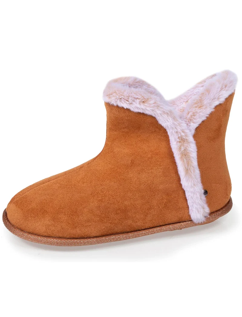 Chaussons bottillons Femme suédine Camel