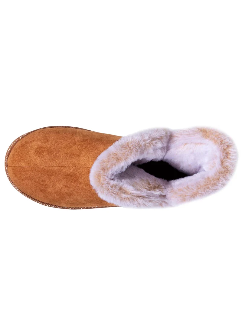 Chaussons bottillons Femme suédine Camel