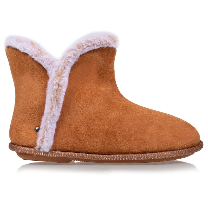 Chaussons bottillons Femme suédine Camel