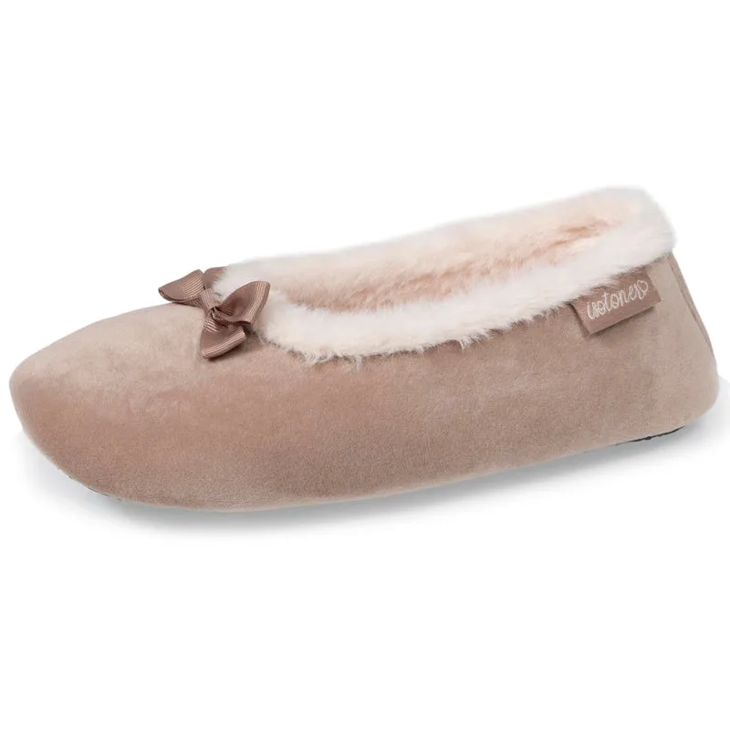 Chaussons ballerines Femme Beige fourrure