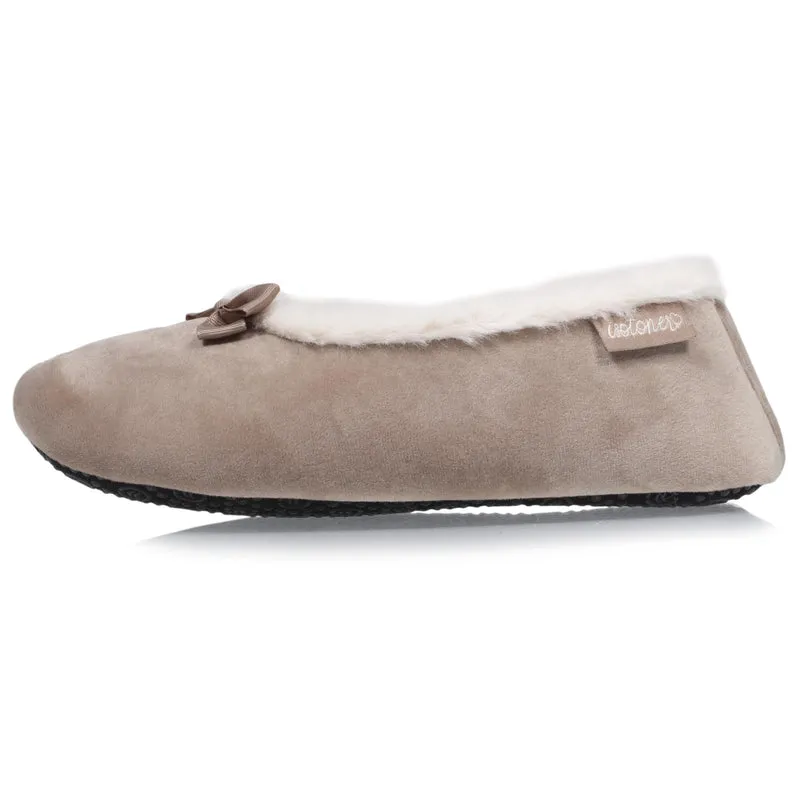 Chaussons ballerines Femme Beige fourrure