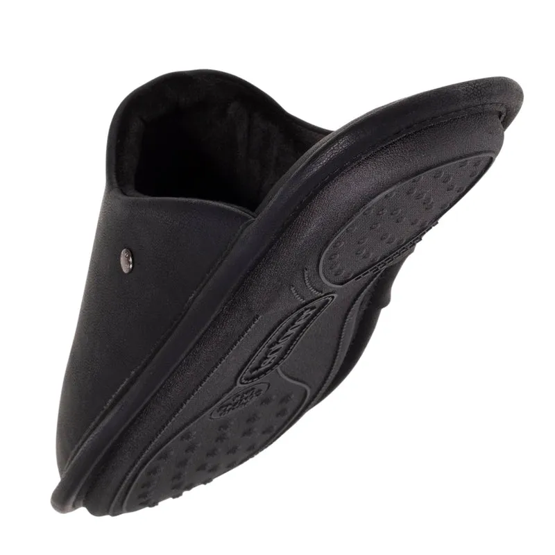 Chausson mules Homme cuir synthétique Noir
