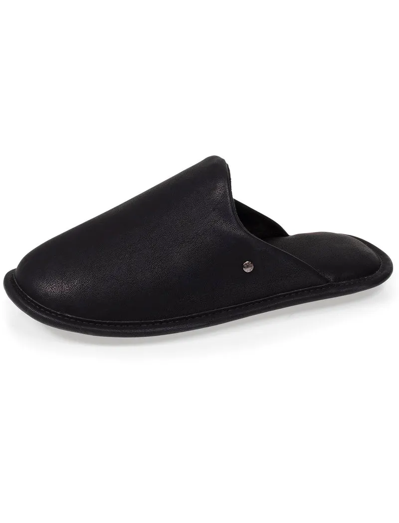 Chausson mules Homme cuir synthétique Noir