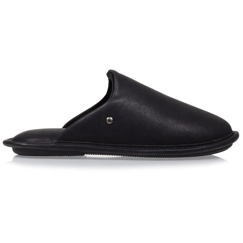 Chausson mules Homme cuir synthétique Noir