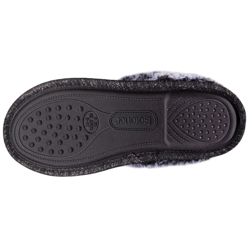 Chaussons mules plates Femme Gris dessin