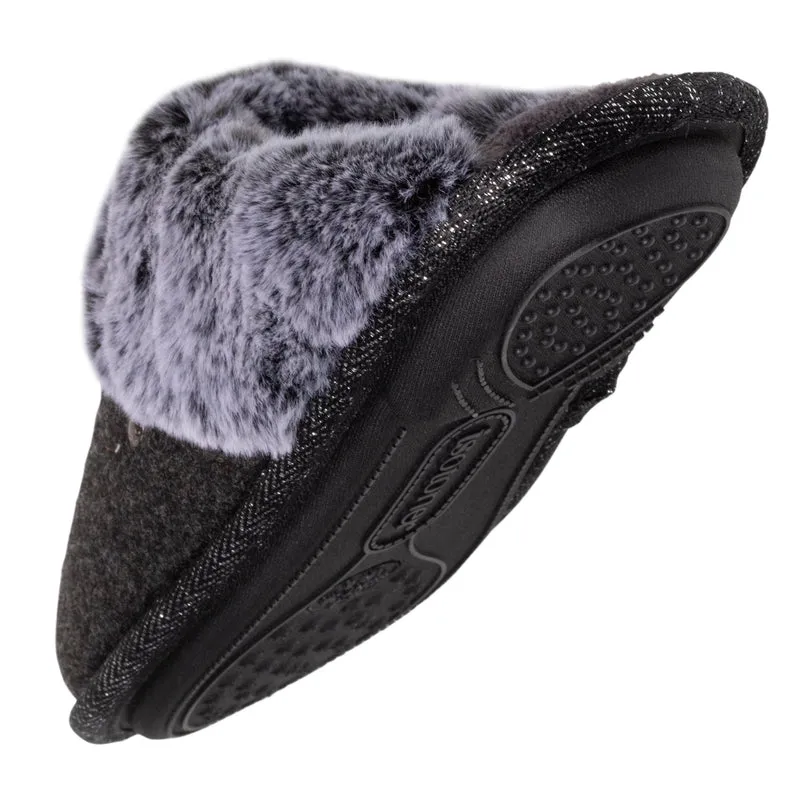 Chaussons mules plates Femme Gris dessin