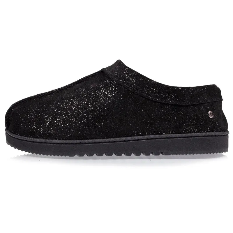 Chaussons bottillons cuir Femme Noir Nacré