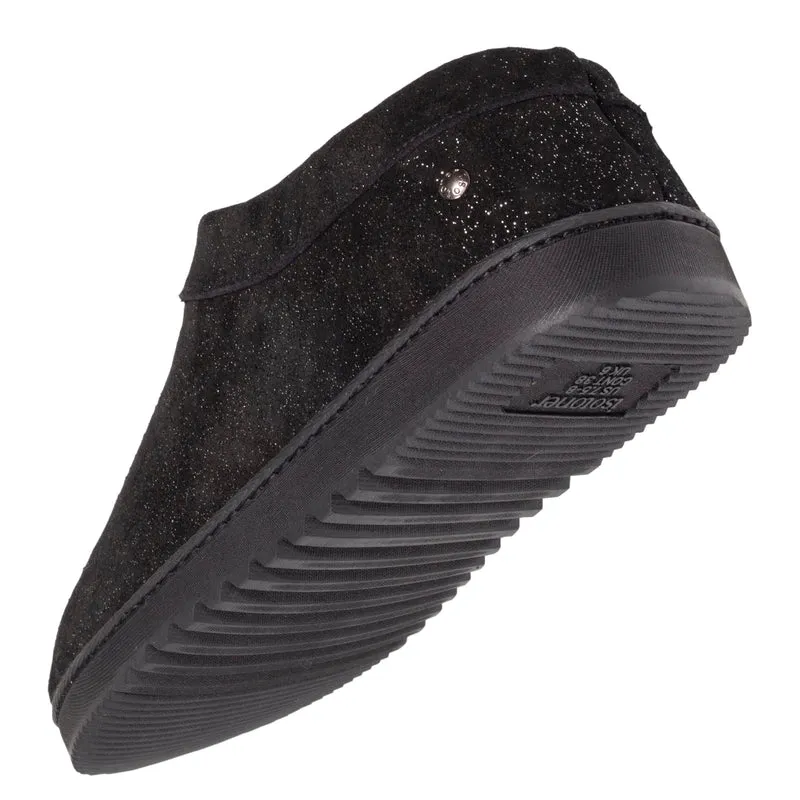 Chaussons bottillons cuir Femme Noir Nacré