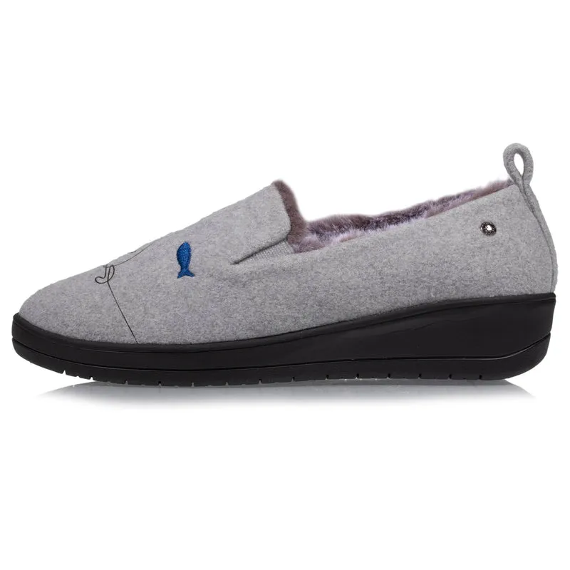 Chaussons slippers talon Femme Gris chat