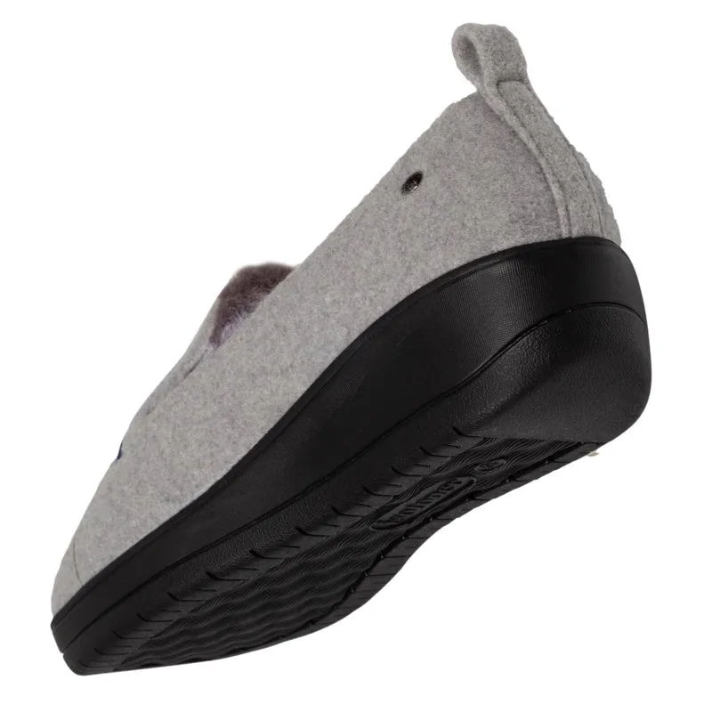 Chaussons slippers talon Femme Gris chat