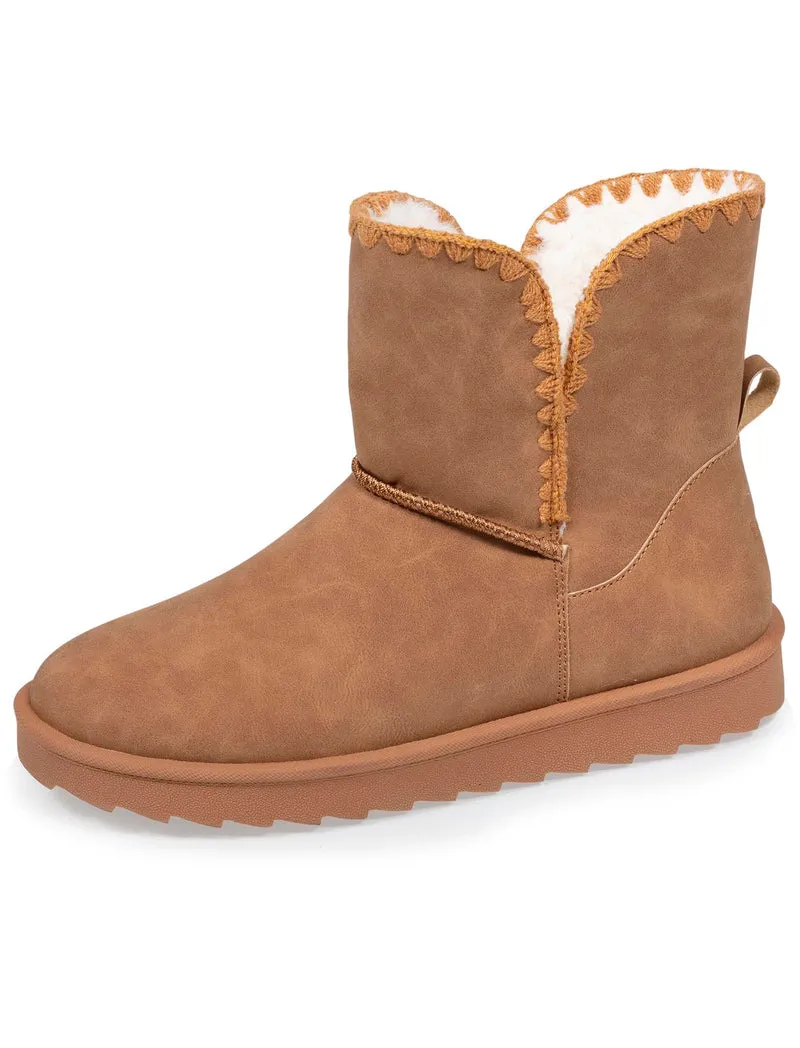 Bottines haute Femme imitation fourrure Camel