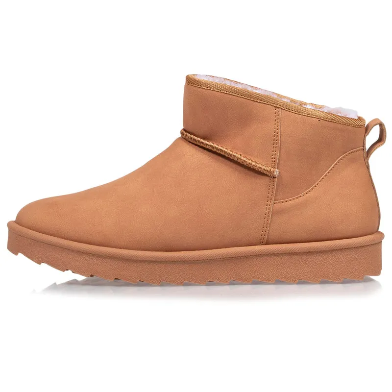 Bottines Femme imitation fourrure Camel