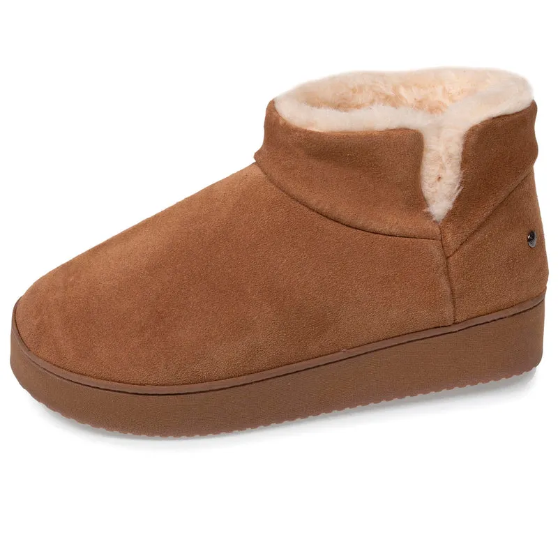 Chaussons bottillons cuir Femme Camel