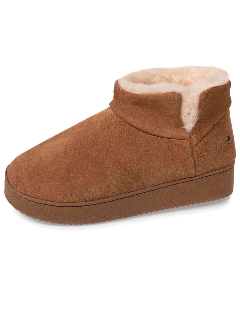 Chaussons bottillons cuir Femme Camel