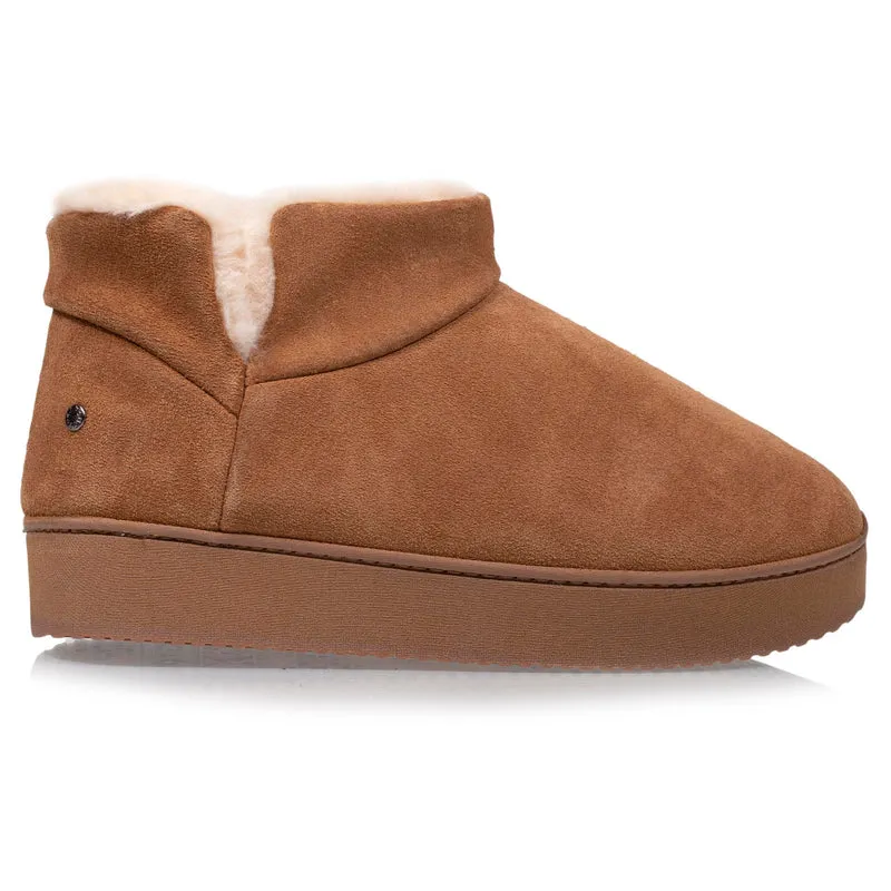Chaussons bottillons cuir Femme Camel