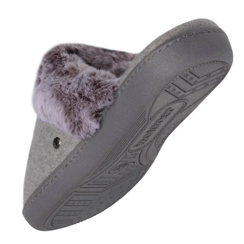 Chaussons mules Femme Gris chat fantaisie