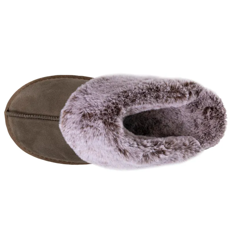 Chaussons mules en cuir Femme Kaki