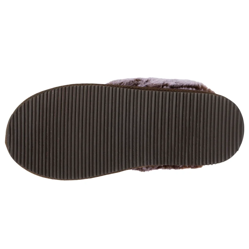 Chaussons mules en cuir Femme Kaki