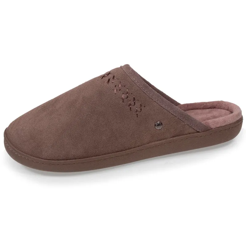 Chaussons mules cuir Femme Taupe