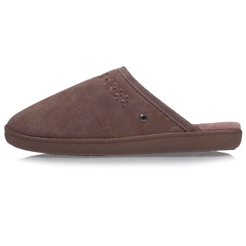 Chaussons mules cuir Femme Taupe