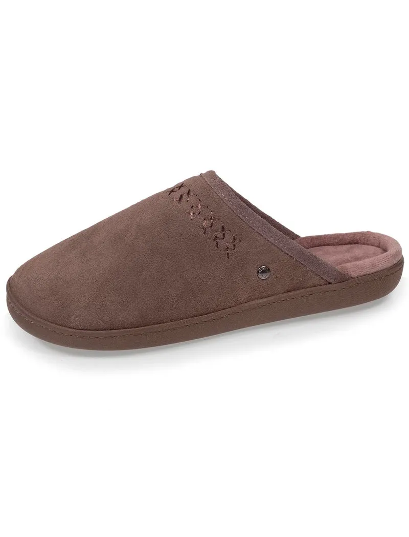Chaussons mules cuir Femme Taupe