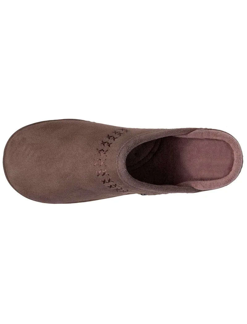 Chaussons mules cuir Femme Taupe