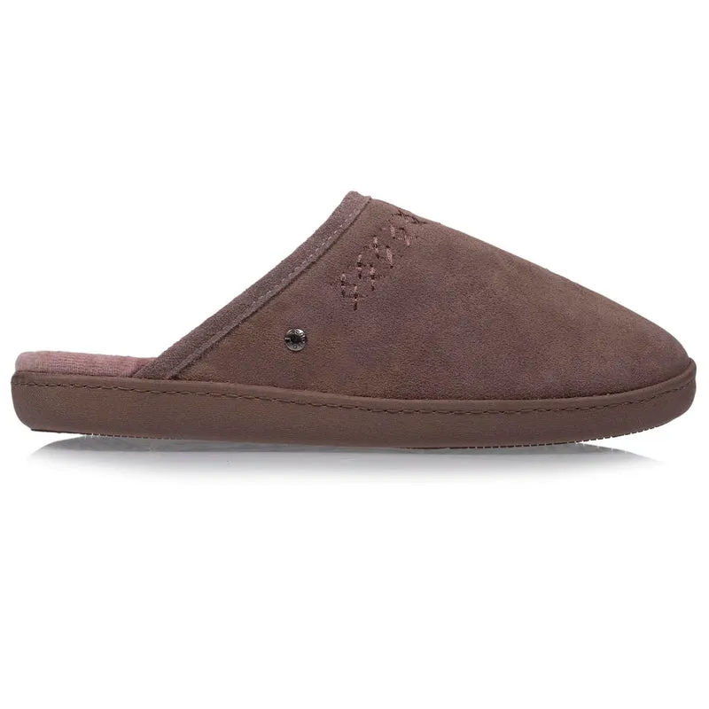 Chaussons mules cuir Femme Taupe