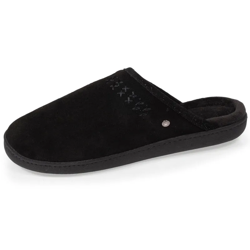 Chaussons mules cuir Femme Noir