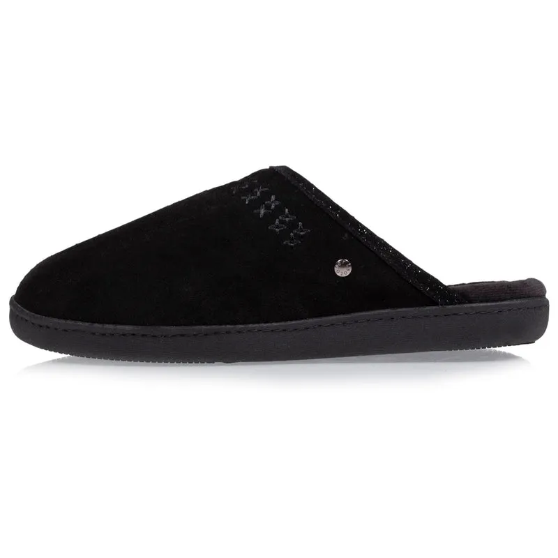 Chaussons mules cuir Femme Noir
