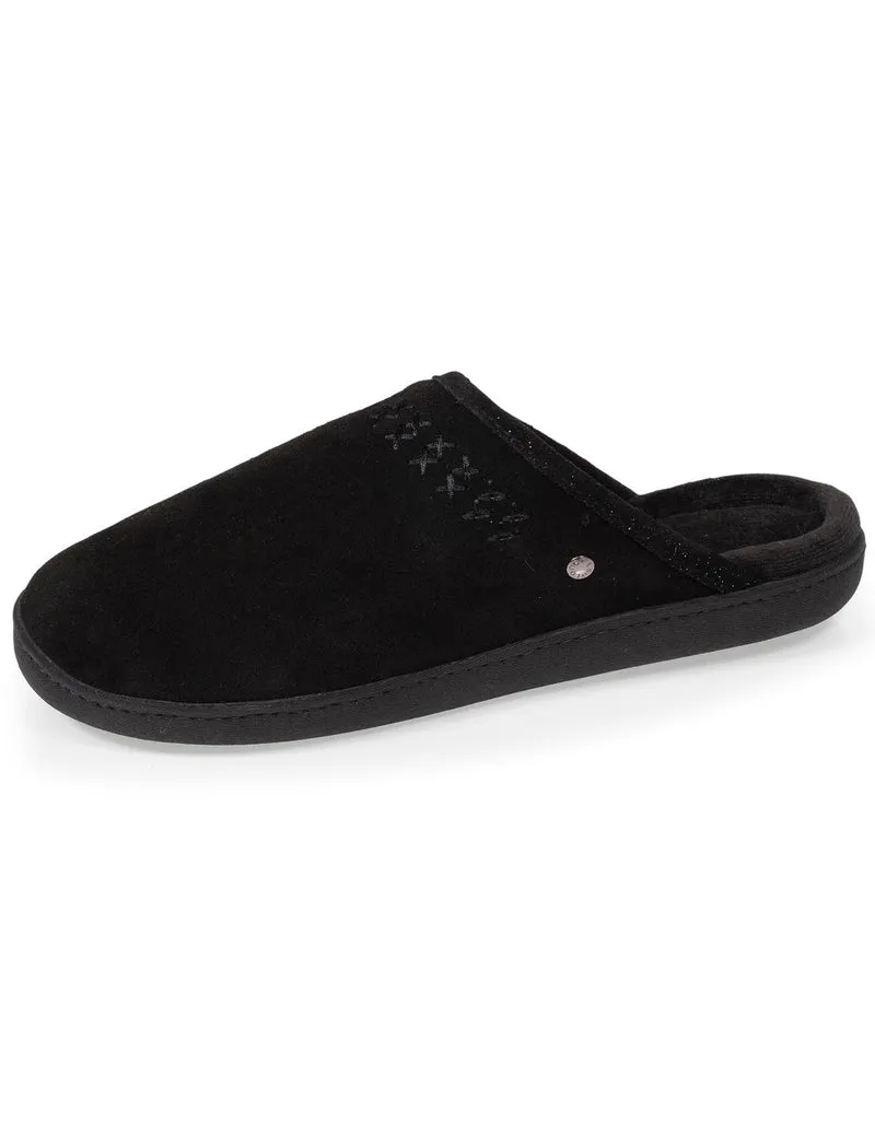 Chaussons mules cuir Femme Noir