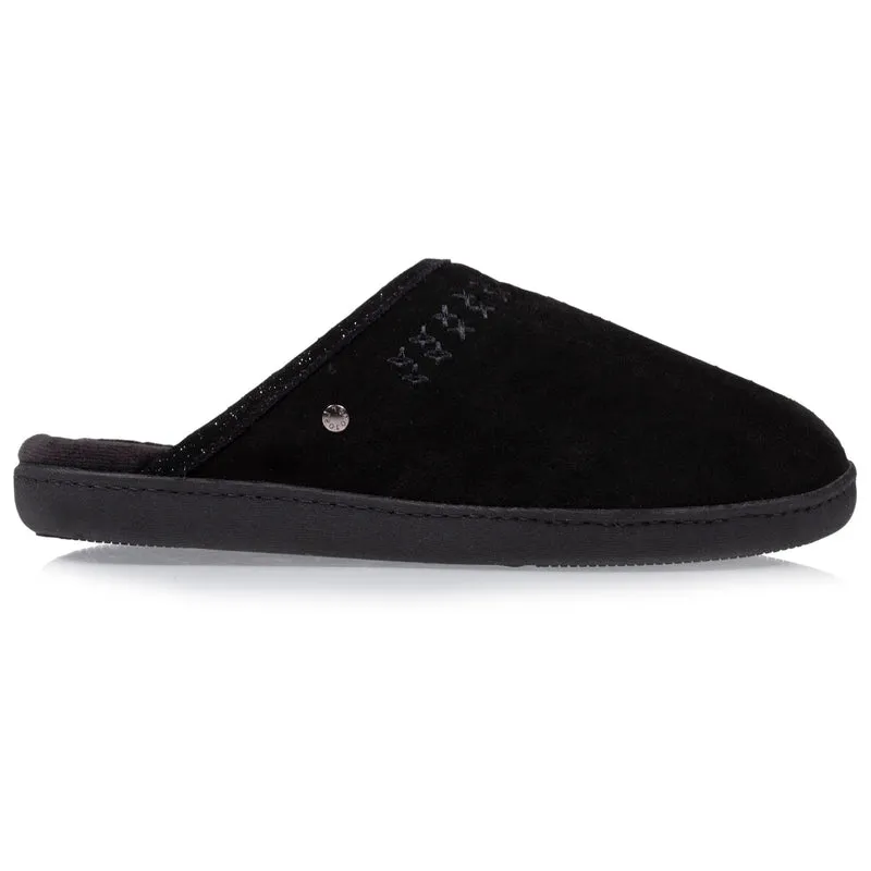 Chaussons mules cuir Femme Noir